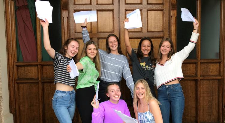 Students celebrating their A-level results