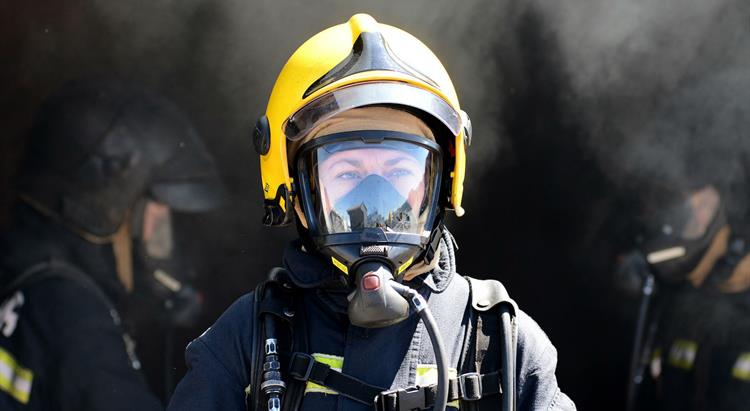 A female firefighter