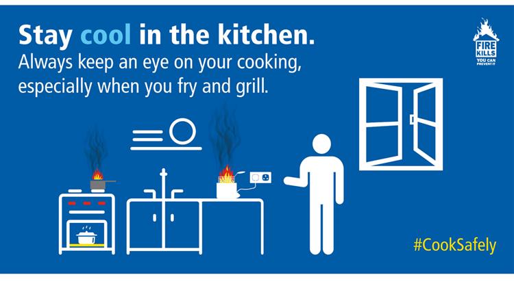 instructions on how to be fire safe while cooking