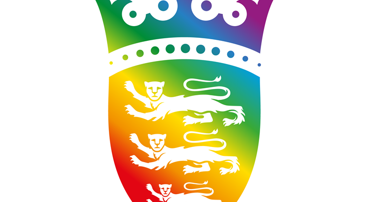 Government of Jersey crest in rainbow colours