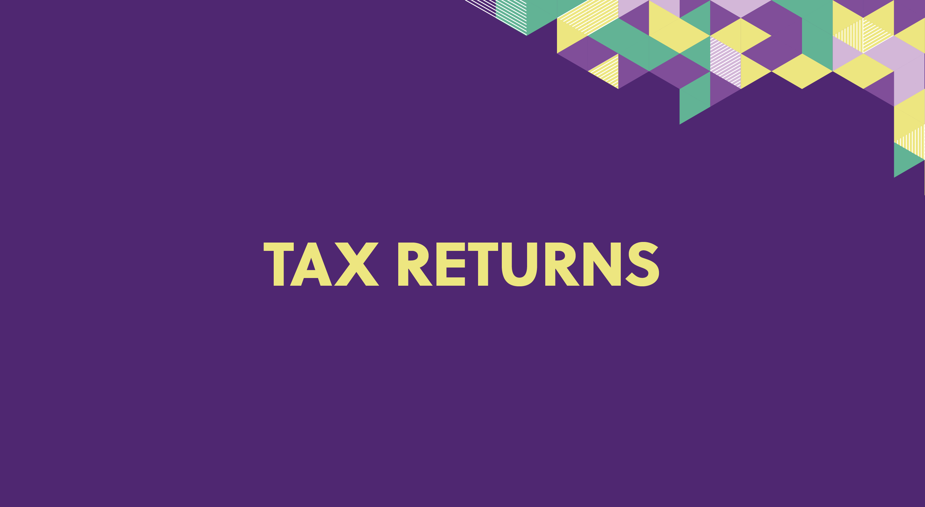 Tax returns on a purple background