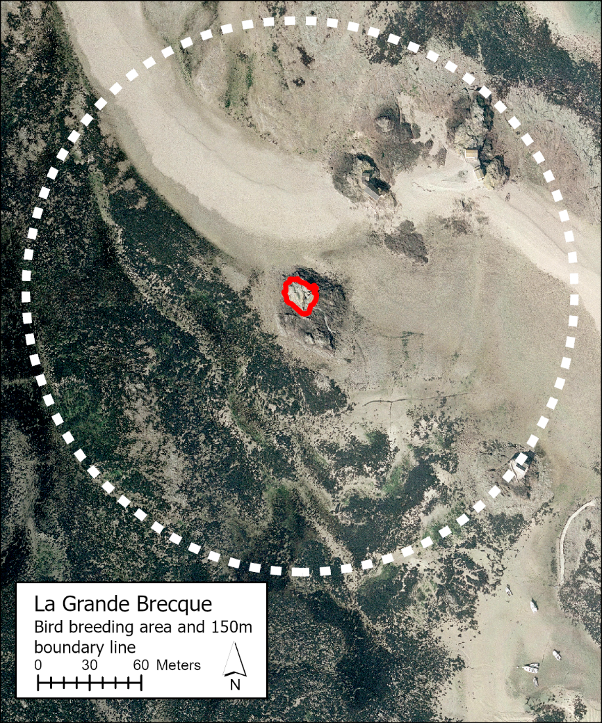 Picture of a map with which dots showing the surrounding boundary ofLa Grande Brecque and a red line showing area