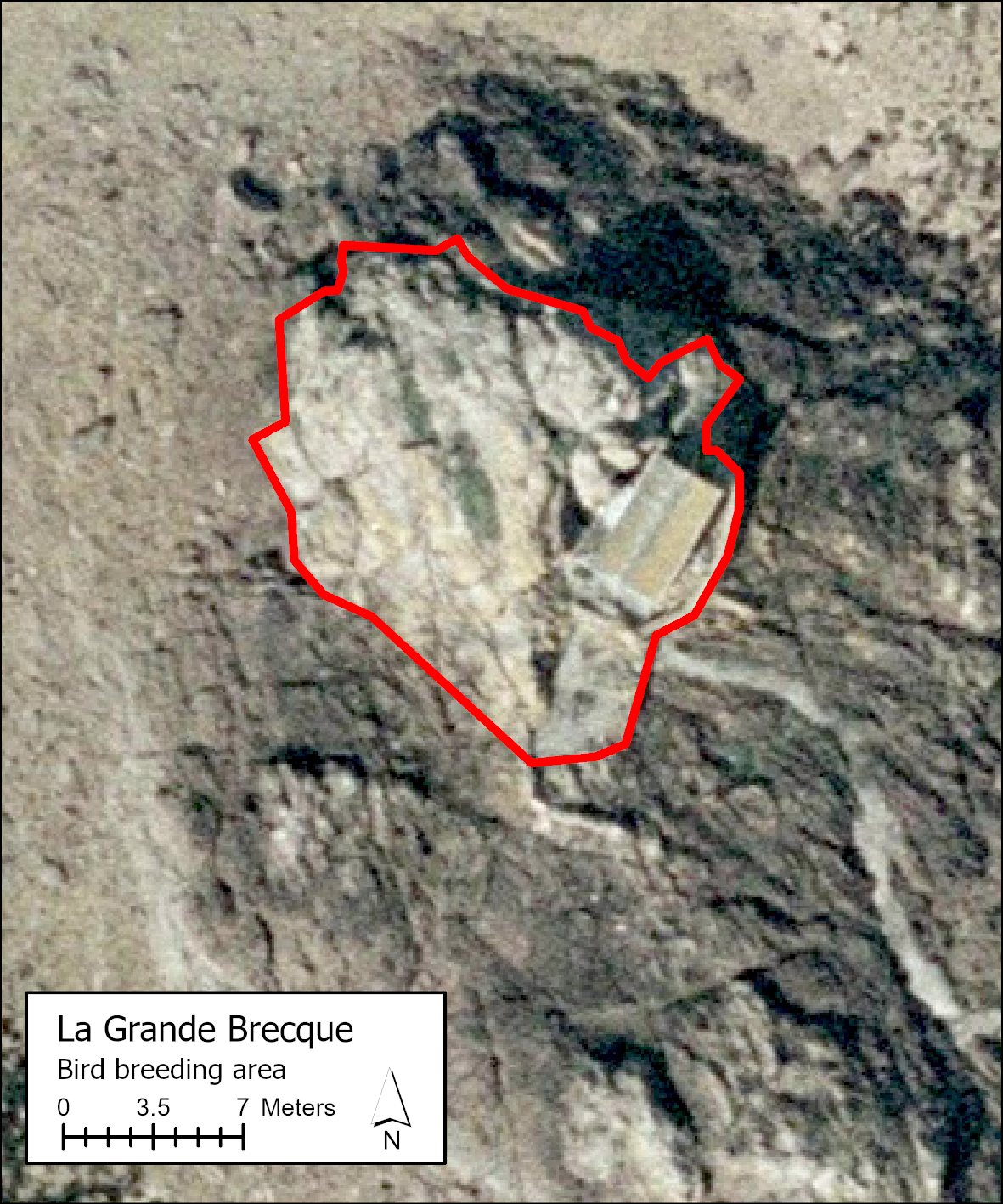 Picture of a map with which dots showing area of La Grande Brecque