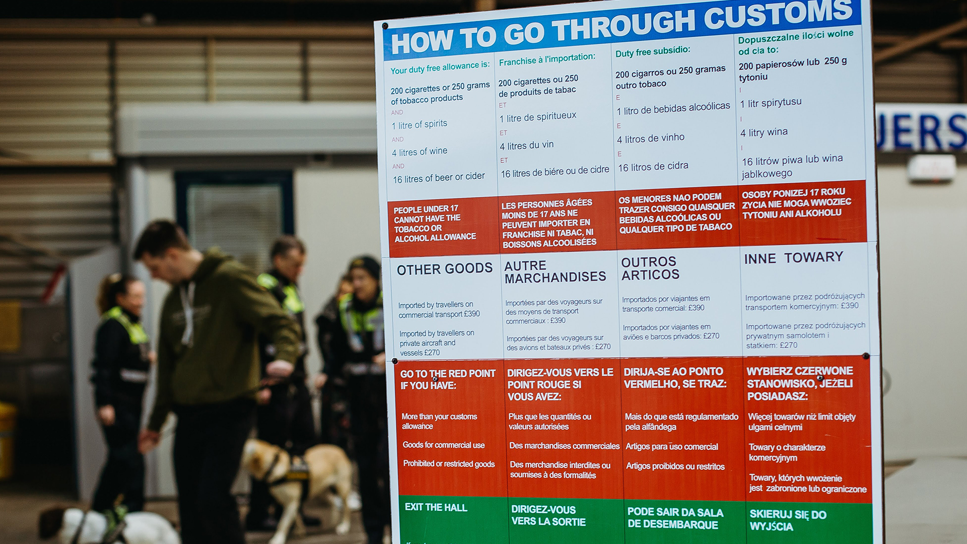 Photo of customs and immigration sign what to declare