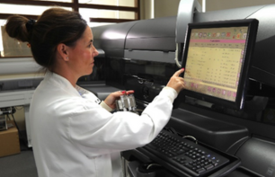 person doing blood sciences tests