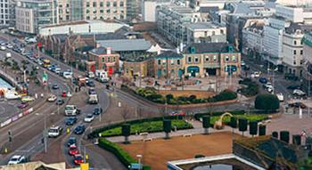 Bird's eye view of St Helier town centre
