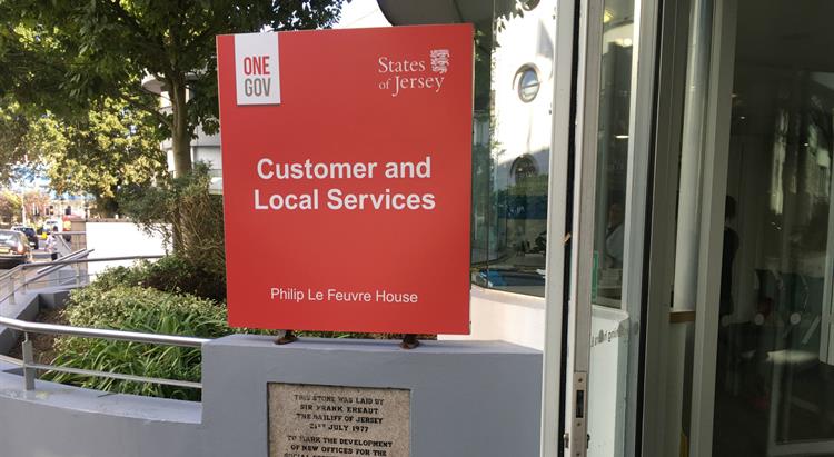 The sign outside the Customer and Local Services department