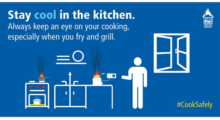 instructions on how to be fire safe while cooking 