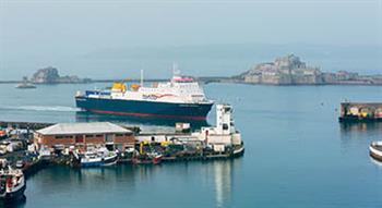 Shipping freight arriving into St Helier harbour