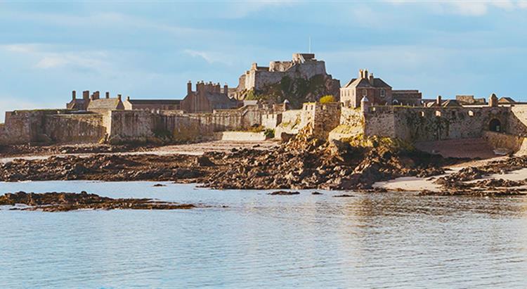 Photo of Elizabeth Castle Jersey at high tide