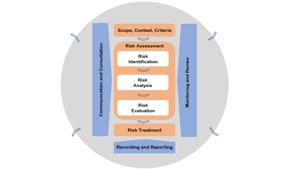 Diagram showing the stages of the risk management process