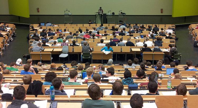 Students attend university lecture