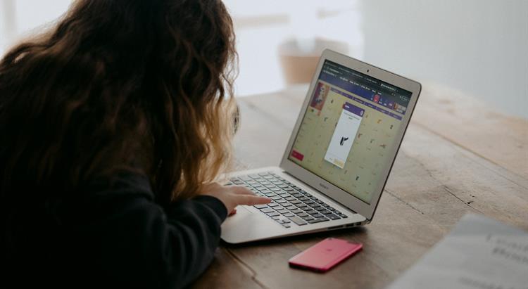 a child using a laptop